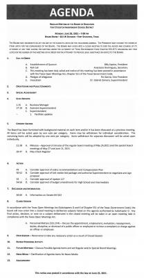 School Board Agenda