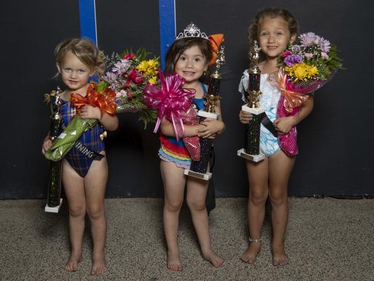 Second runner-up Adelynn Rivera, Wee Miss Caraline Freeman, runner-up Clara Frost.