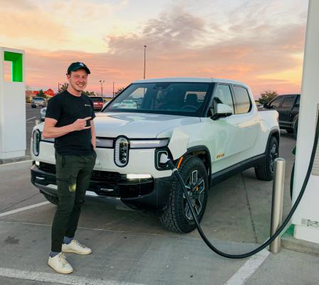 Brent, a Rivian Studio Engineer, charged up his sleek 2022 electric truck outside of the local Walmart on Friday. Passing through for just a charge, the futuristic looking ride caught the attention of many onlookers. Photo by Jeremy Gonzalez