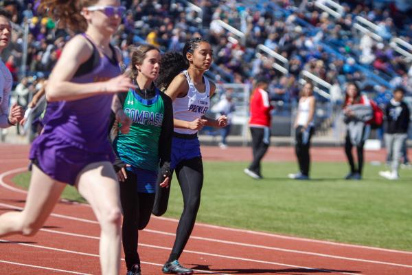 Fort Stockton's Ali Jackson, right, takes off from the starting line of the 800-meter run at the Comanche Relays on Saturday in Fort Stockton. Photo by Nathan Heuer