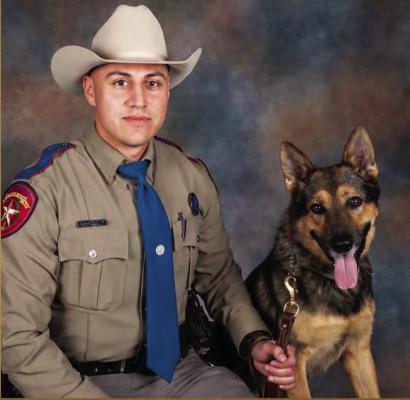 Texas DPS Trooper Zachary Vazquez and his K-9 partner, Guido, share a close bond built through training and service. Guido escaped major injury from the crash and was finally reunited with the trooper as he continues his recovery. Courtesy photo