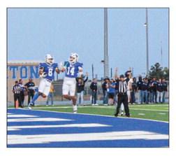 During Friday's Homecoming game, Fabian Silvia (pictured) celebrated after scoring a touchdown. Photo Courtesy of Fort Stockton High School Yearbook