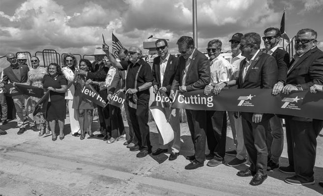Transportation leaders from across the state gathered for a ribbon-cutting ceremony on June 28 to mark the opening of the new Harbor Bridge to southbound traffic. The $1.3 billion structure is now the longest concrete segmental cable-stayed bridge in North America. Courtesy Photo
