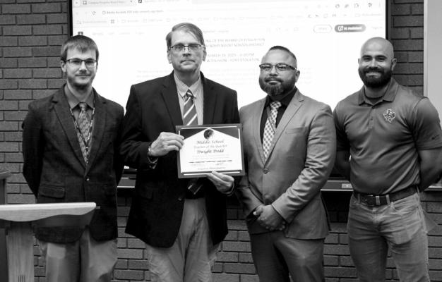 Dwight Dodd was selected as this quarter’s teacher for “ensuring that his students have the best opportunities possible...he is a true team player. His work goes far beyond what is expected of him.”