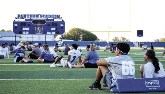 Kids and parents joined on the Panther Field at the end of the summer vacation for Panther Moms Camp. Photo by Tristian Barragan