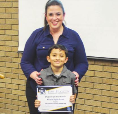 Aksh Kinjan Patel was awarded the Student of the Month at Alamo Elementary for the month of December. Patel was presented the award by principal Sabrina Cordova.