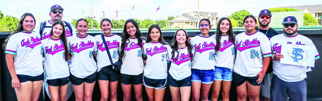 Proudly representing Fort Stockton — the 14U Junior Softball All-Stars stand united at the Texas West State Tournament in Abilene. Courtesy Photo