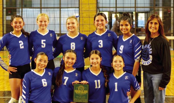 The 8th Grade Blue Team Volleyball team, pictured, coached by Vanessa Loya, stormed their way to the championship at the Walker Junior High Volleyball Tournament last week. Courtesy Photo