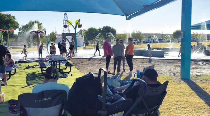 The Iraan Spray Park, which saw a single “play day” in late 2025 before being winterized, is scheduled to receive finishing amenities and landscaping this spring for a full summer opening. Courtesy Photo