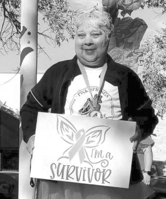 Survivor Lupe Monoz is pictured at the 2025 Pink Out 5k as an honorary survivor. Courtesy Photo by Navieve Feyry-Natividad