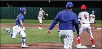 Fort Stockton Senior Jaydrien Ramirez beats out a throw by the Denver City shortstop for a single during third inning of the Panthers and Mustangs matchup on Feb. 28. Photo by Nathan Heuer
