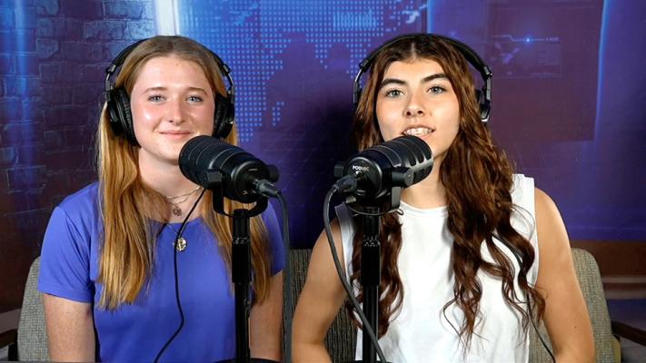 FSHS students Carla Vazquez and Meagan Hanson record an episode of TumbleweedTalk, where Hanson discussed her advancement to Area in FFA Creed Speaking. Screenshot courtesy of Tumbleweed+ Student Broadcasting