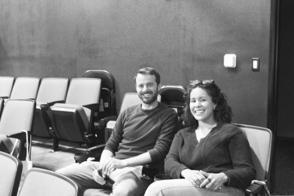 Chris Hergert and Catherin Navarro are pictured in the Nelson St. Community Theatre last month while scouting for locations for Chris’ film debut, Sir Cowboy. Pioneer Photo by Joh Covington