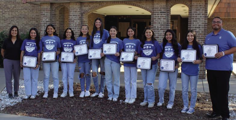 The 8th Grade Girls Basketball Blue Team were recognized at this weeks city council meeting for their undefeated season in 2025. Mayor Paul Casias and the city council commended the team for their hard work, dedication, and outstanding performance, highlighting their contribution to the community’s pride and spirit. Photo by Joh Covington
