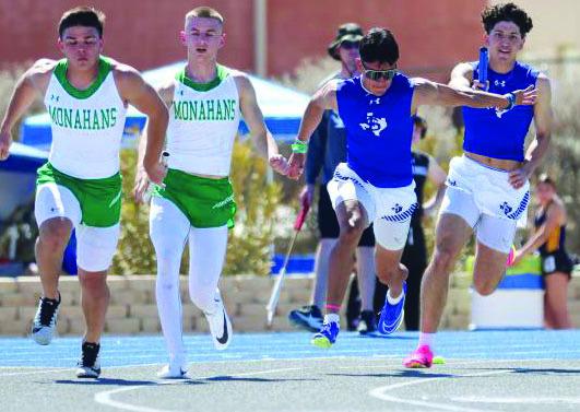 The Fort Stockton Panthers excelled at the 80th Comanche Relays, finishing second in the varsity division with 146.5 points—just three points shy of first. Their JV squad also dominated Division 2, winning by 19 points and clinching the victory by taking first in the 4x400 relay. Both squads’ strong performances—multiple top finishes for varsity and a decisive JV title—highlight a promising start to the season for the Fort Stockton Panthers. Photo by Shawn Yorks