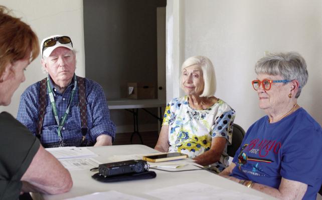 Ann and Randy Hurt, pictured here with Alice Duerkson, recording the history of the Community Theatre for the Texas Tech Archive. The Hurts have been a part of Fort Stockton Community Theatre since the beginning. Randy is the treasurer of FSCT, and Ann is his able assistant and Board member and volunteer.