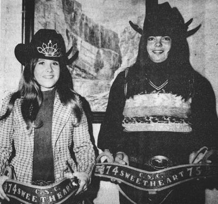 November – 1974 – COMANCHE SADDLE CLUB SWEETHEART – for this year is Teresa Shelley (left), who was recently crowned by last year’s sweetheart Bridgett Strother. Pictured with Teresa is her alternate. Bonnie House. (Pioneer House)