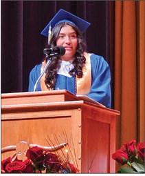 Buena Vista High School Salutatorian Clarissa Martinez gives her Salutatorian address, Friday in Imperial. Photo by Mayra Duarte