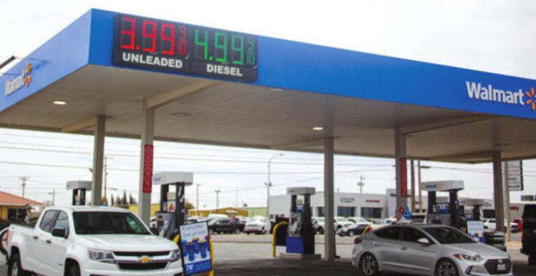 Prices for regular gas in Fort Stockton were at an average of $4.09 per gallon on March 29 according to the Texas Gas Prices website. The amount is 24 cents higher than the Texas average and 14 cents less than the average in the United States. One month ago, the average price per gallon for regular gas in the state was at an average of $3.27. Pictured are the Walmart gas prices in Fort Stockton on March 29. Photo by Nathan Heuer