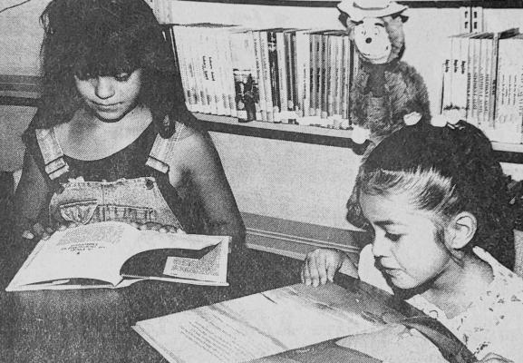 AUGUST 1994-WINNERS in the Fort Stockton Public Library reading program were (l-r) Yajira Galindo, the 10 year old daughter of Mr. and Mrs. Hector Galindo and Katrina Casas, the five year old daughter of Mr. and Mrs. Paul Casas Jr. Not pictured is Steven Craig Smith, the nine year old grandson of Mr. and Mrs. O.L. Bradley.