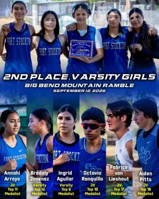 Fort Stockton Cross Country Team, Varsity Girls finished as the Top 2 teams at the Big Bend Mountain Ramble. FS Junior Varsity and Middle School runners earned several individual medals.
