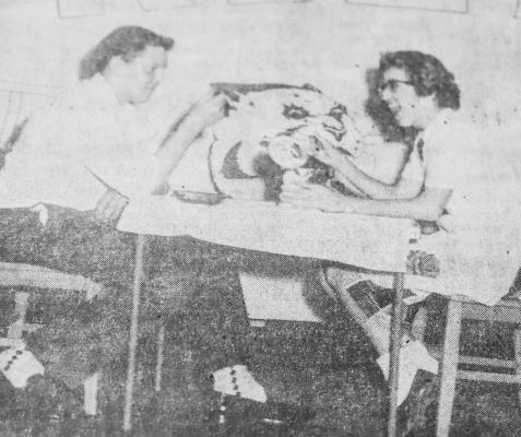 February 1960: SOPH SHOW – John Armistead (left) and Marsha Wilson demonstrate the famed “John and Marsha” recording of a few years ago as part of a talent show staged by the Fort Stockton High School sophomore class. It’s all a part of an ambitious intramural program, which also includes sports and scholastic achievement, now underway at the school.