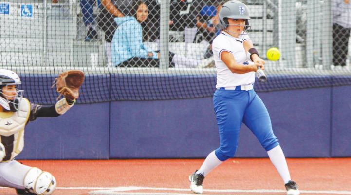 Fort Stockton’s Elyss Valenzuela makes contact with a pitch during Friday’s home game versus Andrews. Photo by Nathan Heuer