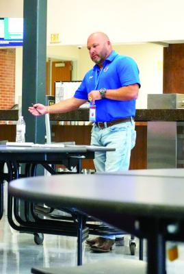 Athletic Director DJ Howell shares his coaching philosophy and vision for the future with the Fort Stockton community at a meet and greet.