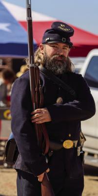 Horsehead Crossing played host to its annual Trails of Time Living History event Oct. 28-29 with live cannon fire, chuck wagon meals and camping along the Pecos River. Guest speakers and Reenactors such as this Civil War Union Soldier brought history to life. 