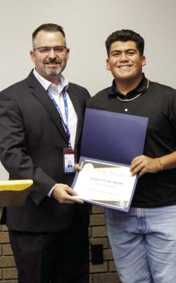 Jose Sarabia, pictured here with Dr. Kenneth Vogel, was named student of the Month for September for Fort Stockton’s High School.