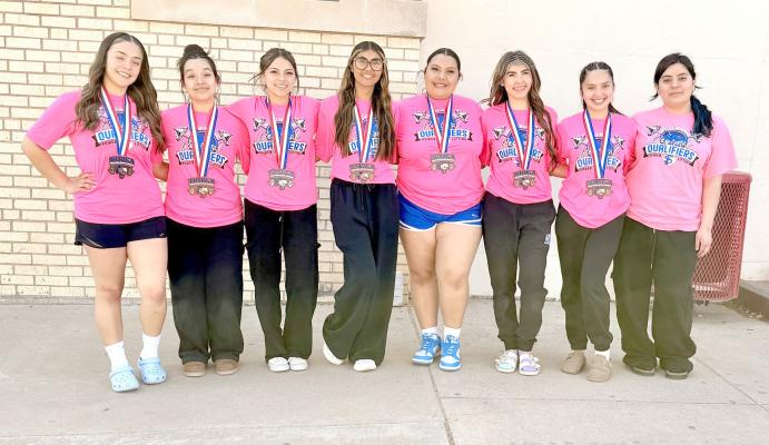 Fort Stockton Prowler powerlifters celebrate a strong showing at the Regional Meet in Odessa on March 7, where eight athletes competed and seven finished in the top six of their weight classes. Audrina Ureste and Melanie Salmon each earned second-place finishes to qualify for the Texas High School Powerlifting Association State Meet, bringing the Prowlers to four total state qualifiers heading to Edinburg later this month. Courtesy Photo