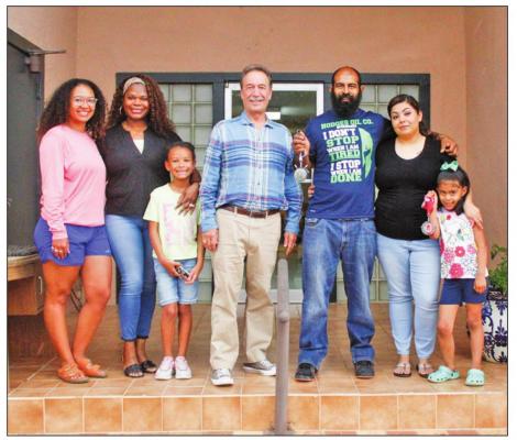 Pictured outside of Hodges Oil Company in Fort Stockton on June 8 from left to right: Natalee Hodges, Nicola Hodges, Lena Hodges, Darren Hodges, Hector Jimenez, Crystal Jimenez, Sophia Jimenez. Photo by Nathan Heuer