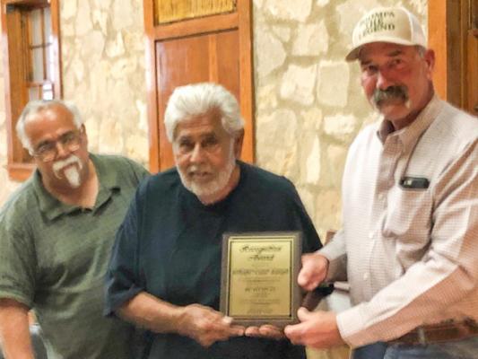 Left to right: Billy Gonzales, General Manager, "Cuco" Rangel, outgoing board member and Dudley McKissack, Board