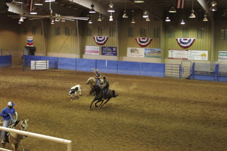 Teams from all over West Texas took part in the Arnulfo Molinar benefit roping this past Saturday at the Pecos County Civic Center. Photo by Kerry Waldrip