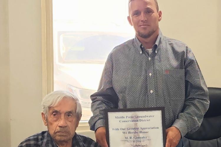 General Manager Ty Edwards presented M.R.Gonzalez with an appreciative plaque thanking him for his dedicated service to the board as a standing director.