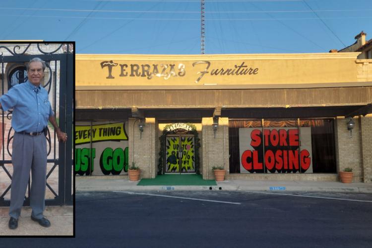 The late, Pete Terrazas and the front of his store, Terrazas Furniture located Downtown Main Street in Fort Stockton. Courtesy Photo: Terrazas Family
