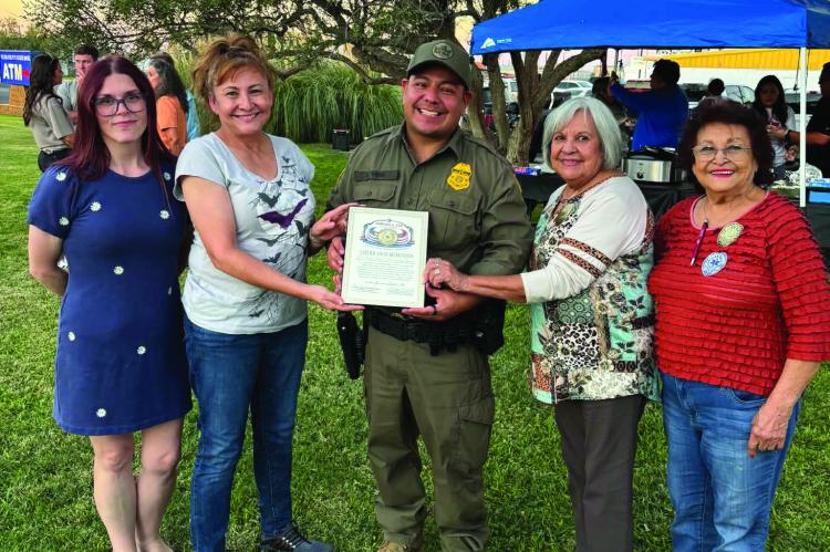 USBP Agent Gino Vega, on behalf of the department, receives the Pecos County Historical Commission - America 250 certificate recognizing its leadership and service to our county.