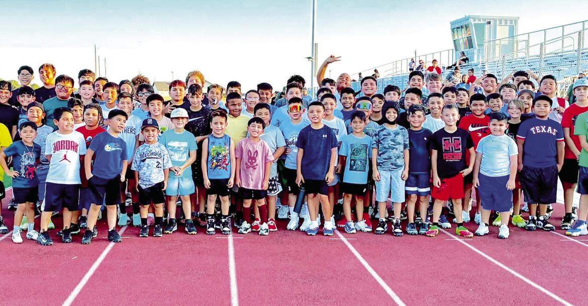 Fort Stockton Recreation youth football players and their volunteer coaches gather for a group photo after opening the fall season with their first week of practices. Courtesy Photos