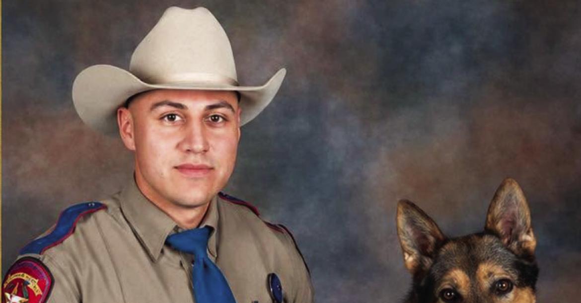 Texas DPS Trooper Zachary Vazquez and his K-9 partner, Guido, share a close bond built through training and service. Guido escaped major injury from the crash and was finally reunited with the trooper as he continues his recovery. Courtesy photo