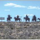 The famous Indian silhouettes on the hill west of Fort Stockton, Texas