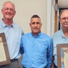 Mayor Paul Casias presented a proclamation recognizing Jeff Williams, left, and Patrick Blisnak, right, for their assistance and generosity during the situation. Courtesy Photo: Pioneer
