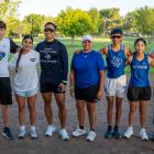 Fort Stockton High School cross country runners gather in front of a memorial honoring former teammate Eddie Vela during the inaugural Eddie Vela Memorial 5K on Saturday at Rooney Park. Vela, a Panther sophomore and varsity cross country runner, was remembered by family, friends, classmates and teammates during the event, which raised funds for student grief support and safe driving awareness. Courtesy Photo