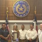 Fort Stockton Mayor Sandy Whitley and members of the Fort Stockton City Council present a proclamation honoring Emmry Warren as the 2026 Miss Fort Stockton during Monday evening’s City Council Meeting.